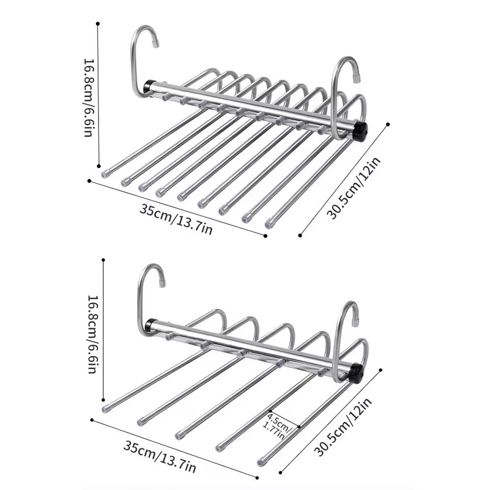 Multi-Layer Stainless Steel Folding Pants Hanger Organiser