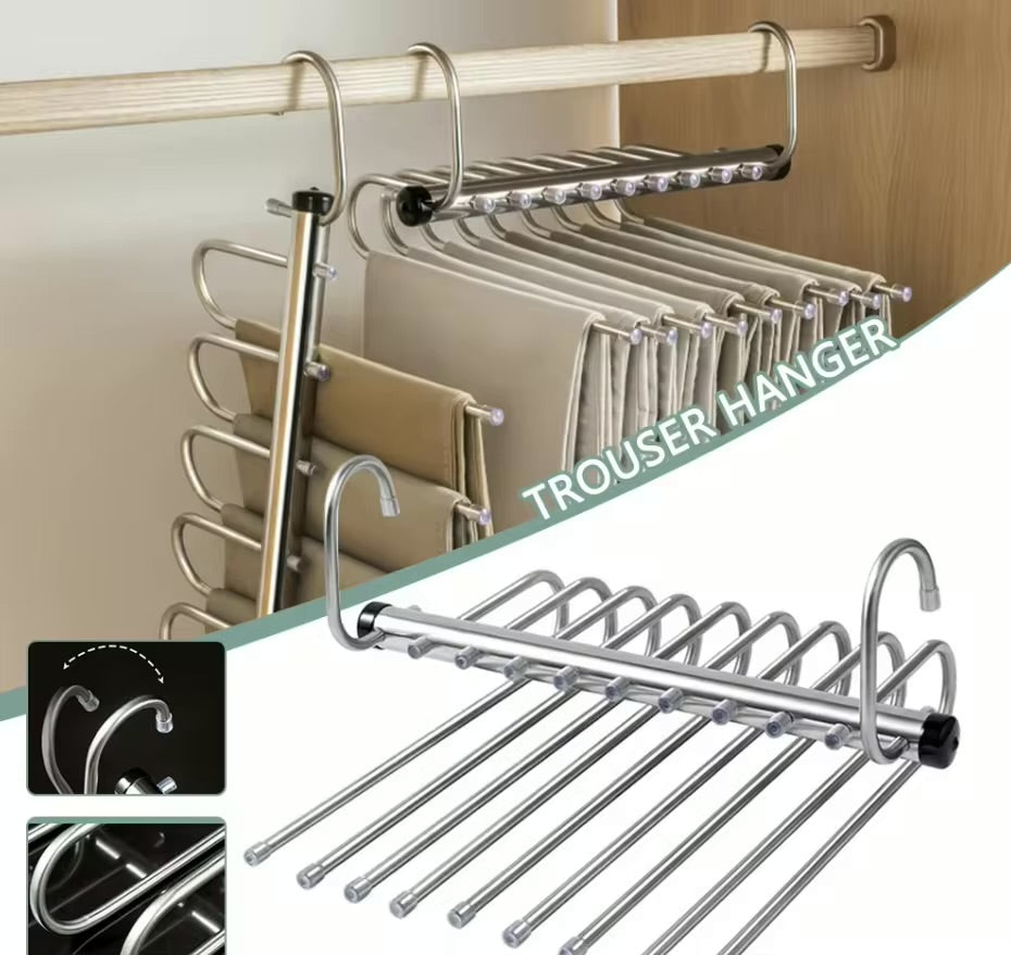Multi-Layer Stainless Steel Folding Pants Hanger Organiser