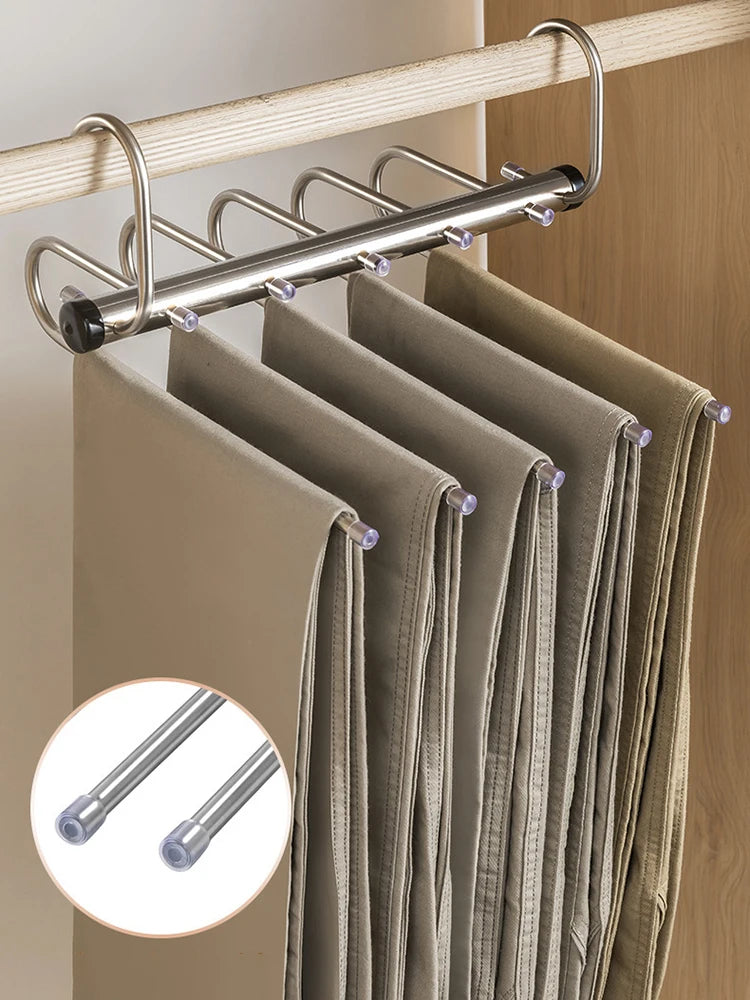 Multi-Layer Stainless Steel Folding Pants Hanger Organiser
