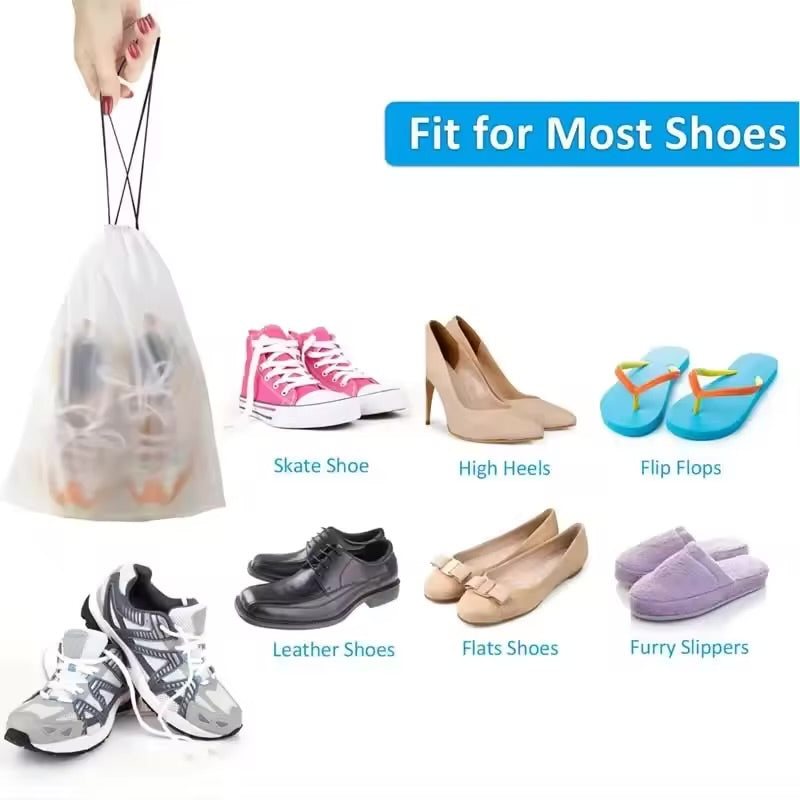 Portable Drawstring Eco Storage Bag. Shoe, Makeup, Clothing or accessories Storage Bag . Waterproof, Transparent, Plastic Storage Bag