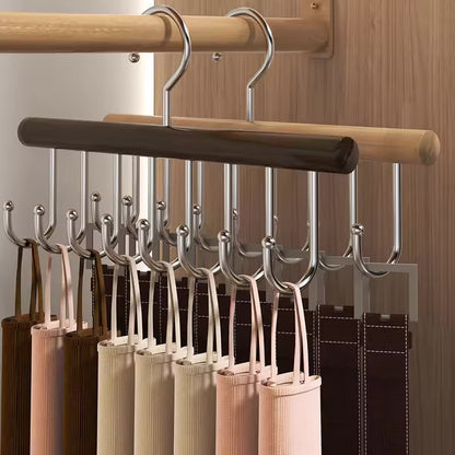 8 Hooks Wooden Camisole Hanger, Rotatable Multifunctional