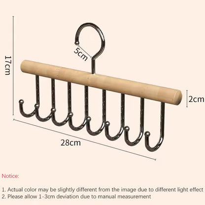 8 Hooks Wooden Camisole Hanger, Rotatable Multifunctional