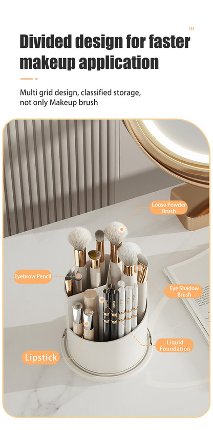 360° Rotating Makeup Brush Holder Luxury Cosmetic Organizer Desktop Lipstick Holder Eye Shadow Brush Eyebrow Pencil Storage Box