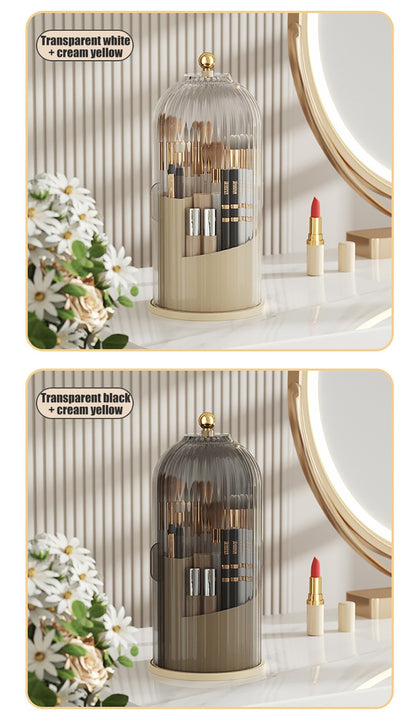 360° Rotating Makeup Brush Holder Luxury Cosmetic Organizer Desktop Lipstick Holder Eye Shadow Brush Eyebrow Pencil Storage Box