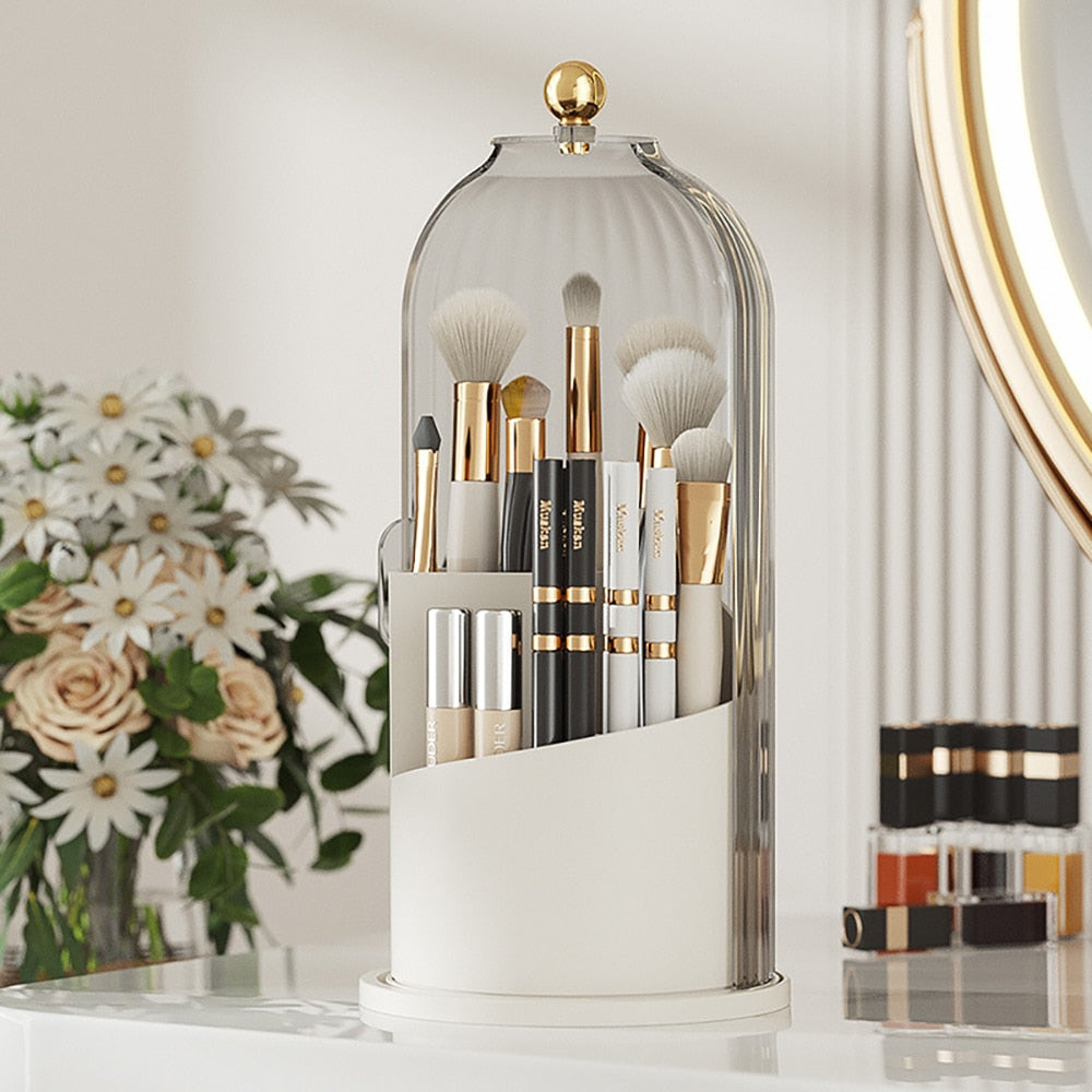 360° Rotating Makeup Brush Holder Luxury Cosmetic Organizer Desktop Lipstick Holder Eye Shadow Brush Eyebrow Pencil Storage Box