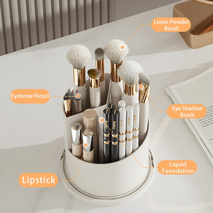 360° Rotating Makeup Brush Holder Luxury Cosmetic Organizer Desktop Lipstick Holder Eye Shadow Brush Eyebrow Pencil Storage Box