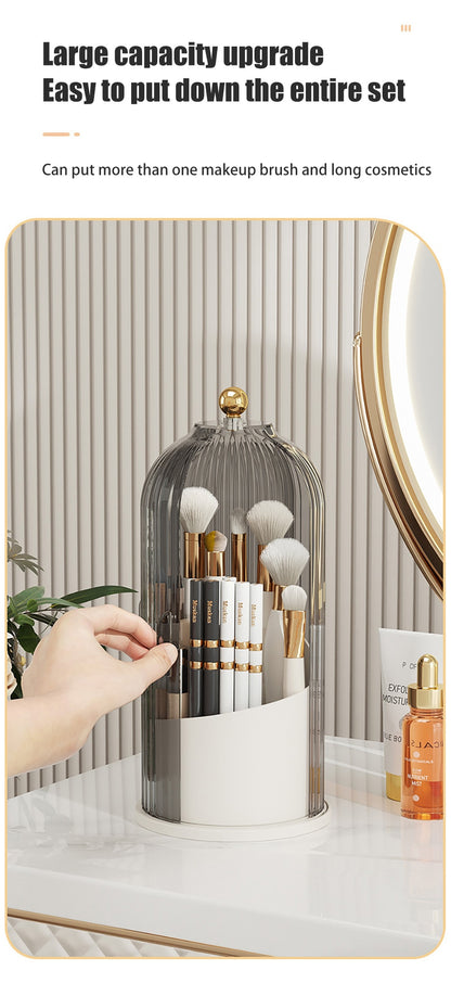 360° Rotating Makeup Brush Holder Luxury Cosmetic Organizer Desktop Lipstick Holder Eye Shadow Brush Eyebrow Pencil Storage Box